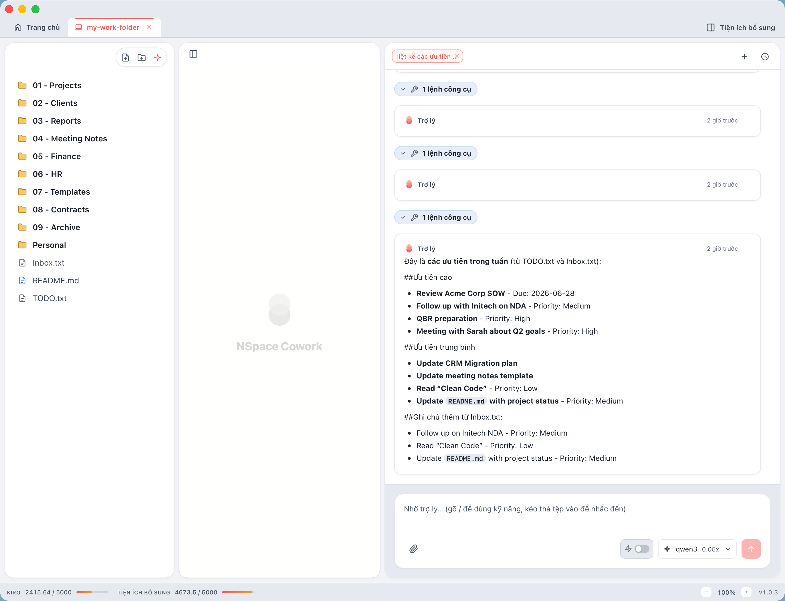 Minh hoạ AI agent làm việc cùng folder tài liệu